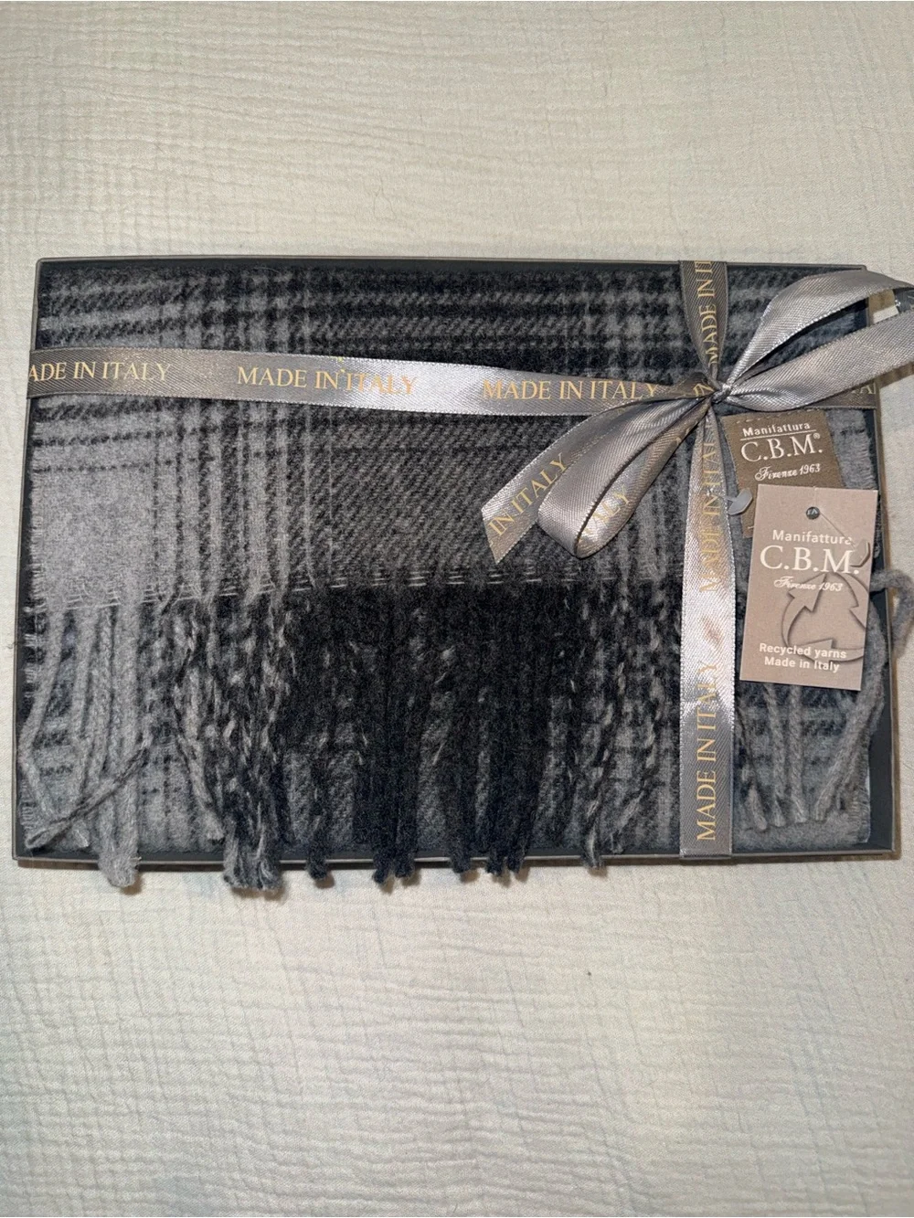 Manifattura C.B.M. Men’s Scarf  Grey Black Color